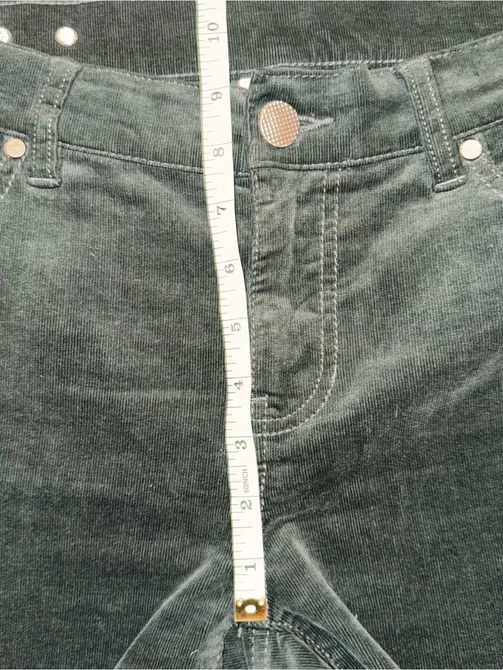 CAbi High-Rise Skinny cord corduroy Jeans pants in Dark spruce Green 4